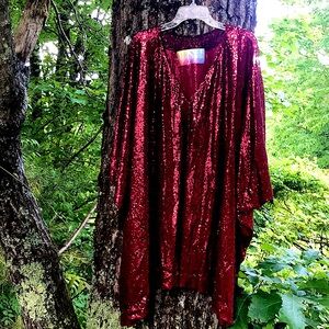 Burgundy Red Sequin Caftan Dress